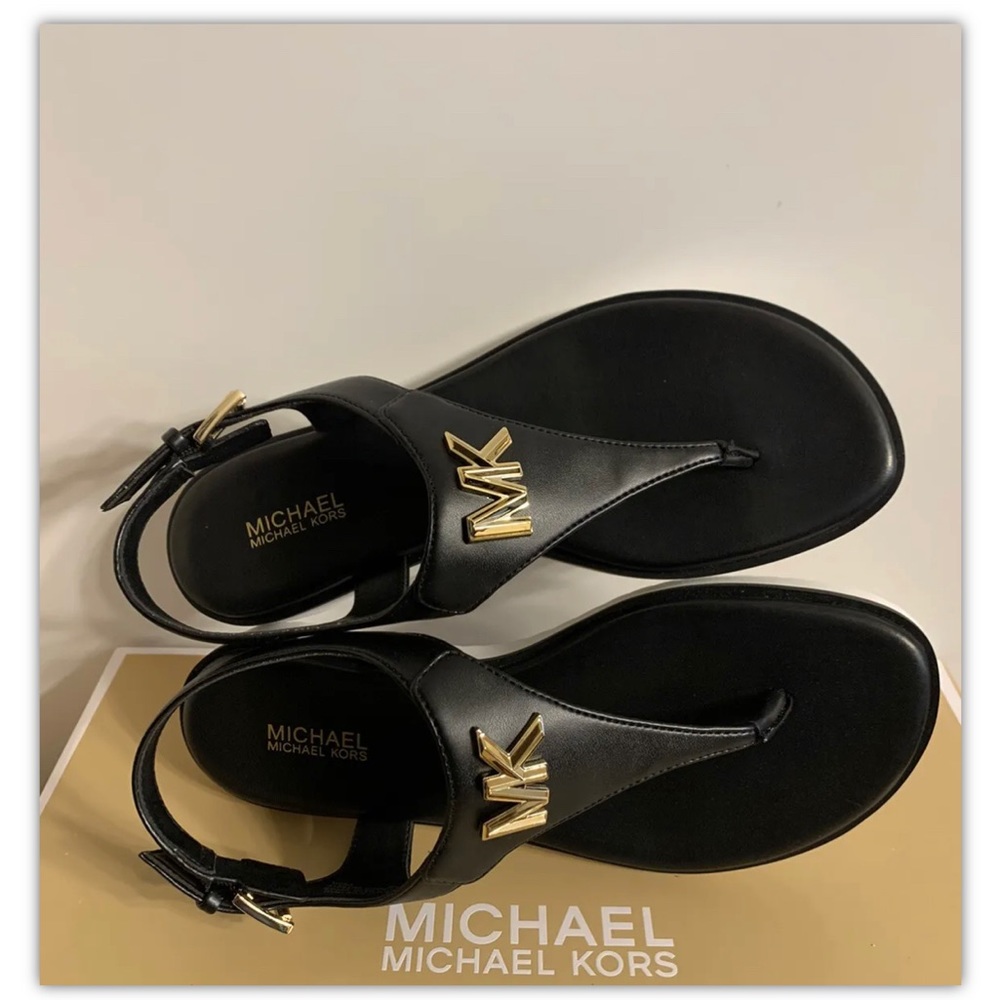 Michael Kors Jilly Black Flat Sandals - Picture 9 of 12